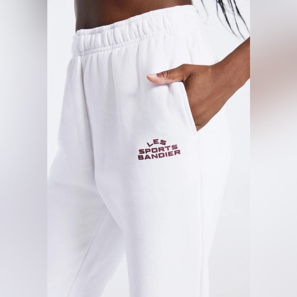 Bandier NWT Les Sports joggers in White Front Pockets Mid Rise Relaxed Fit S - Picture 3 of 13